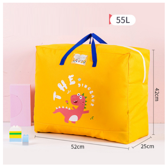 Hot Selling Cotton Bedding Clothing Organizing Bag (Yellow Dinosaur-Upgraded Thickened Oxford Cloth-55L)