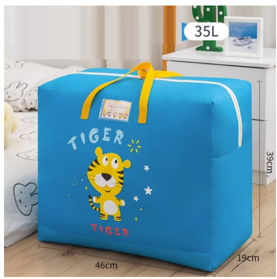 Hot Selling Cotton Bedding Clothing Organizing Bag (Blue Vibrant Tiger-Upgraded Thickened Oxford Cloth-35L)