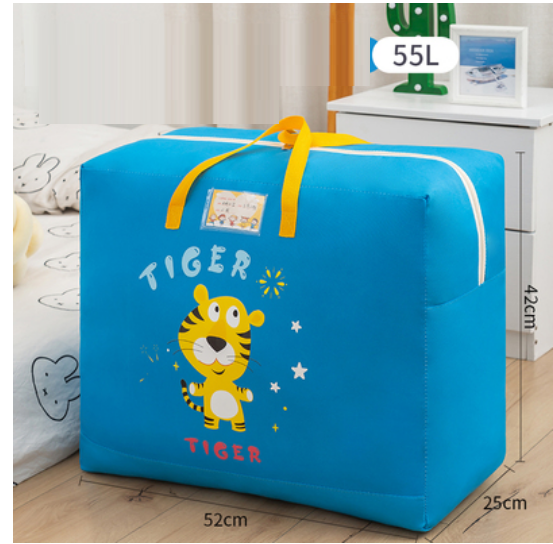 Hot Selling Cotton Bedding Clothing Organizing Bag (Blue Vibrant Tiger-Upgraded Thickened Oxford Cloth-55L)