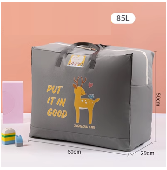 Hot Selling Cotton Bedding Clothing Organizing Bag (Light Blue Little Elk-Upgraded Thickened Oxford Cloth-85L)