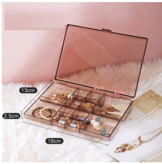 Hot Selling Compartment Ring Jewelry Storage Box ([Single Layer 12 Compartments] Brown)