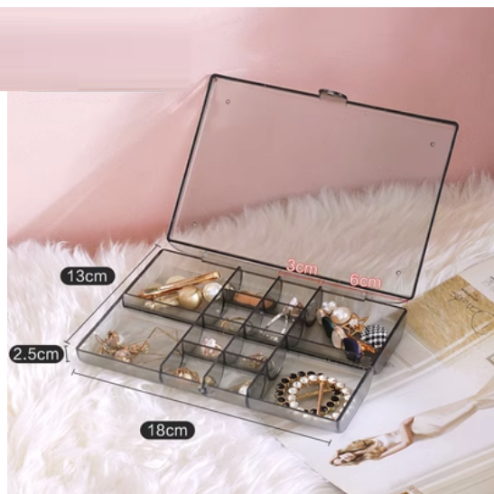 Hot Selling Compartment Ring Jewelry Storage Box ([Single Layer 12 Compartments] Gray)