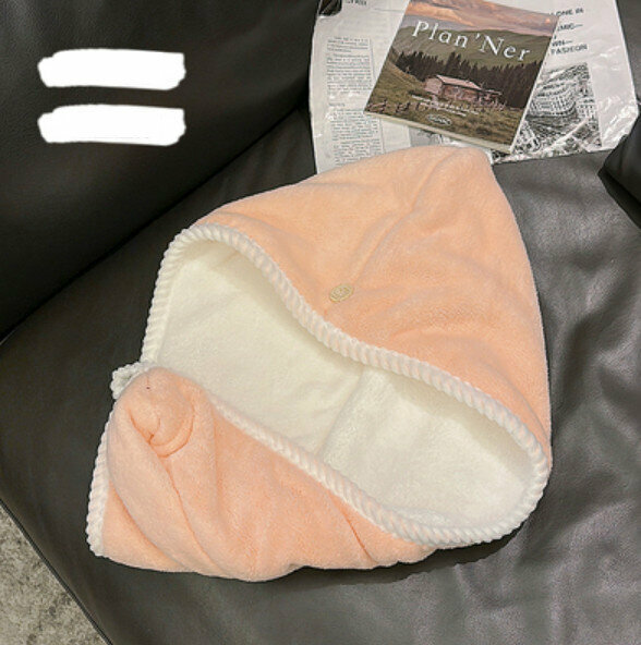 Hot selling water-absorbent, quick-drying and thickened dry hair cap (pink, off-white [double-layer thickened])