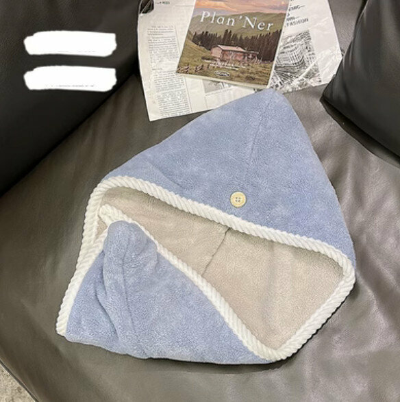 Hot selling water-absorbent, quick-drying and thickened hair drying cap (blue light gray [double-layer thickened])