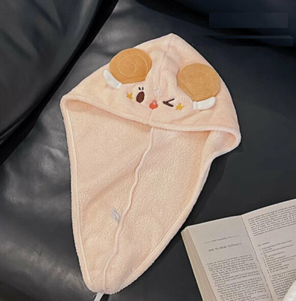 Hot selling water-absorbent quick-drying thickened hair drying cap (white)
