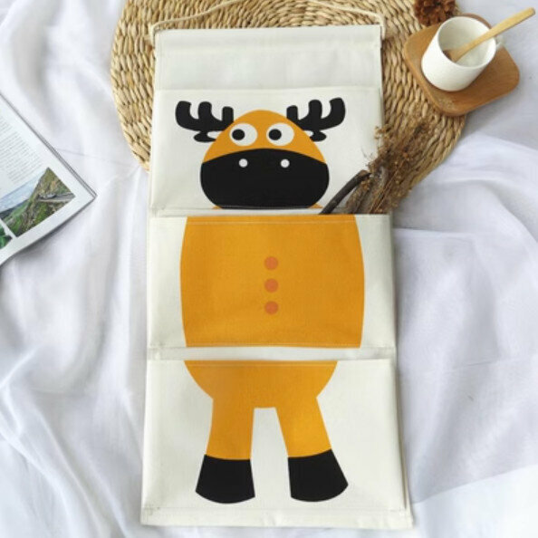 Popular cartoon animal wall-mounted storage bag letter hanging bag [little elk] [specification: 64*30cm]