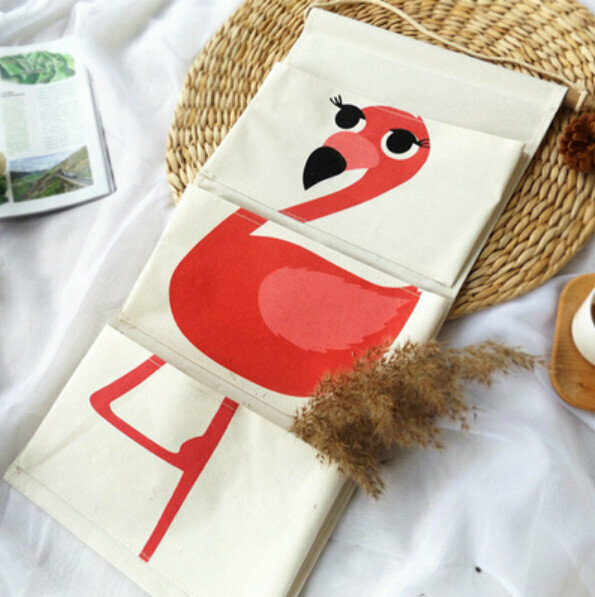 Popular cartoon animal wall-mounted storage bag letter hanging bag [Flamingo (North American version)] [Specification: 64*30cm]