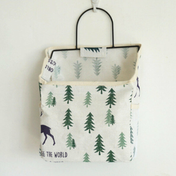 Popular simple wall-mounted storage bag hanging basket [Forest Fawn] [Specification: 23*10*40cm]