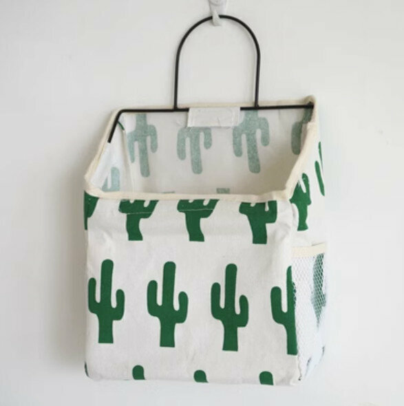 Popular simple wall-mounted storage bag hanging basket [Green Cactus] [Specification: 23*10*40cm]
