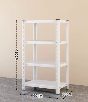 Popular household angle steel multi-layer storage rack (white - four layers) (size: length 60*width 30*height 150CM)
