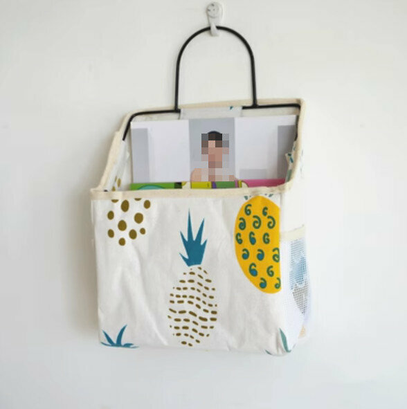 Popular simple wall-mounted storage bag hanging basket [Colorful Pineapple] [Specification: 23*10*40cm]