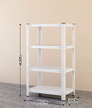 Popular household angle steel multi-layer storage rack (white - four layers) (size: length 80*width 30*height 150CM)