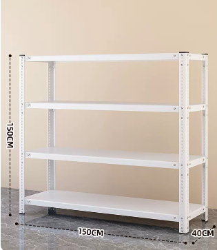 Popular household angle steel multi-layer storage rack (white - four layers) (size: length 150*width 40*height 150CM)