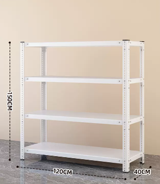 Popular household angle steel multi-layer storage rack (white - four layers) (size: length 120*width 40*height 150CM)