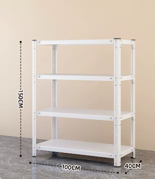 Popular household angle steel multi-layer storage rack (white - four layers) (size: length 100*width 40*height 150CM)