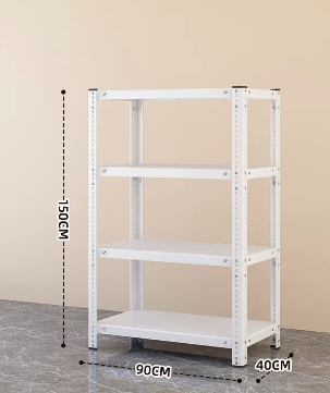 Popular household angle steel multi-layer storage rack (white - four layers) (size: length 90*width 40*height 150CM)