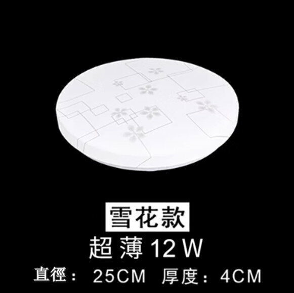爆款LED吸頂燈【超薄雪花款高亮12W】【25cm*4cm】 