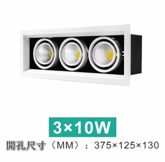 爆款LED天花筒燈【3*10W】【白光】 