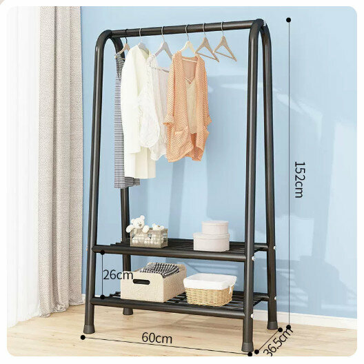 Popular clothes drying rack clothes drying rod [60cm-black double-layer mesh] (size: 60*36.5*152CM)