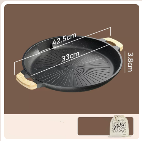 Popular grilled cassette stove barbecued wheat rice stone non-stick anti-scalding portable grilled pan (black) induction cooker/open flame universal 33cm
