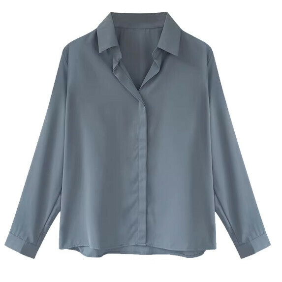 Chiffon Long Sleeve Shirt Women's Spring and Autumn (Blue [M_XL size] (contact customer service to confirm the shipping size after placing an order)】