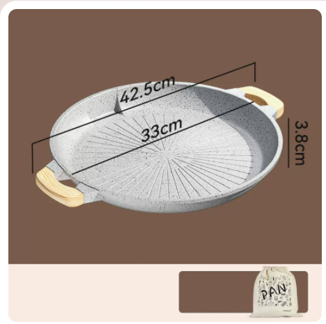 Popular grilled cassette stove barbecued wheat rice stone non-stick anti-scalding portable frying pan (white) induction cooker/open flame universal 33cm
