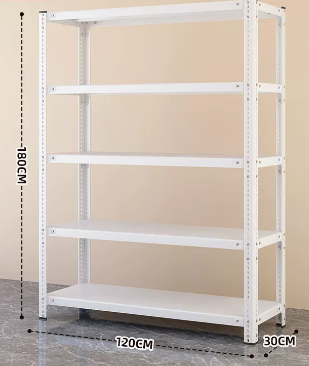 Popular household angle steel multi-layer storage rack (white - five layers) (size: length 120*width 30*height 180CM)