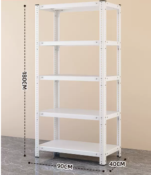 Popular household angle steel multi-layer storage rack (white - five layers) (size: length 90*width 40*height 180CM)