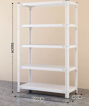 Popular household angle steel multi-layer storage rack (white - five layers) (size: length 100*width 40*height 180CM)