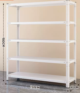 Popular household angle steel multi-layer storage rack (white - five layers) (size: length 150*width 40*height 180CM)
