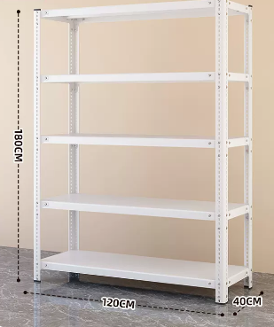Popular household angle steel multi-layer storage rack (white - five layers) (size: length 120*width 40*height 180CM)
