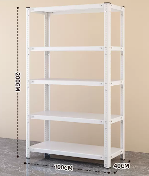 Popular household angle steel multi-layer storage rack (white - five layers) (size: length 100*width 40*height 200CM)