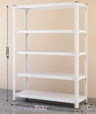 Popular household angle steel multi-layer storage rack (white - five layers) (size: length 120*width 40*height 200CM)
