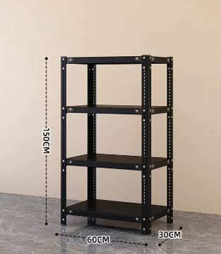 Popular household angle steel multi-layer storage rack (black - four layers) (size: length 60*width 30*height 150CM)