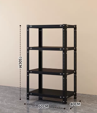 Popular household angle steel multi-layer storage rack (black - four layers) (size: length 60*width 40*height 150CM)