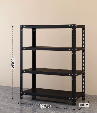 Popular household angle steel multi-layer storage rack (black-four layers) (size: length 100*width 30*height 150CM)