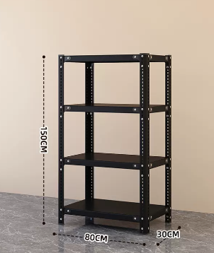 Popular household angle steel multi-layer storage rack (black-four layers) (size: length 80*width 30*height 150CM)