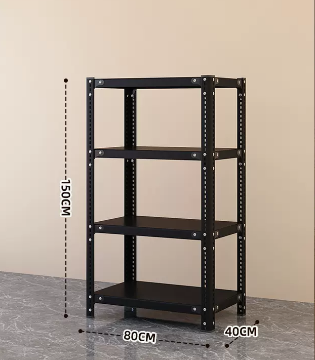 Popular household angle steel multi-layer storage rack (black-four layers) (size: length 80*width 40*height 150CM)
