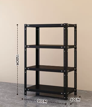 Popular household angle steel multi-layer storage rack (black-four layers) (size: length 90*width 40*height 150CM)