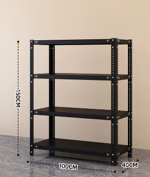 Popular household angle steel multi-layer storage rack (black-four layers) (size: length 100*width 40*height 150CM)