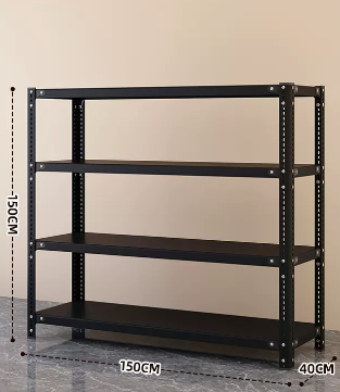 Popular household angle steel multi-layer storage rack (black - four layers) (size: length 150*width 40*height 150CM)