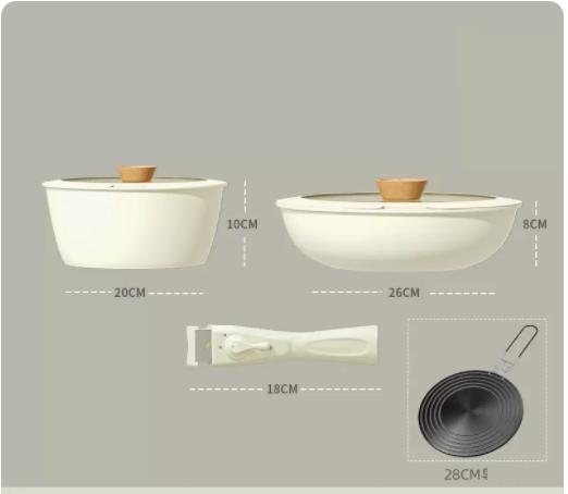 Popular detachable pot set frying pan medical stone small milk pot plus 28cm heat conduction plate