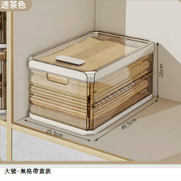 爆款衣櫃分層衣服收納盒【(大號-帶蓋無格)40.5*25.5*20】