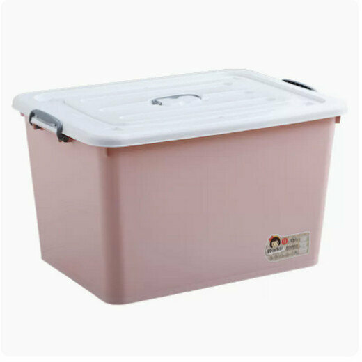 Hot style thickened plastic storage box (F model length 80 width 61 height 50 [with 8 pulleys] Pretty Pink)