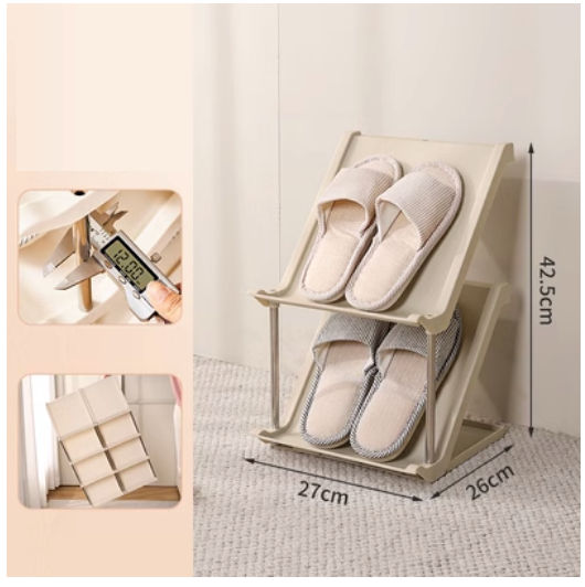 Popular simple multi-layer sandwich shoe cabinet (khaki 2 layers [buckle design, left and right combination] DX)