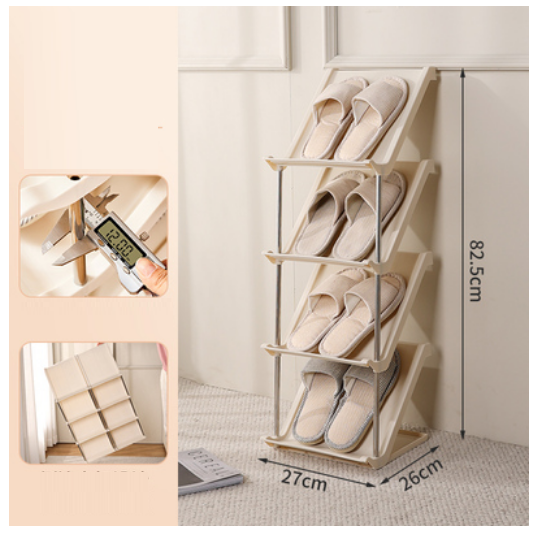 Popular simple multi-layer sandwich shoe cabinet (khaki 4 layers [buckle design, left and right combination] DX)