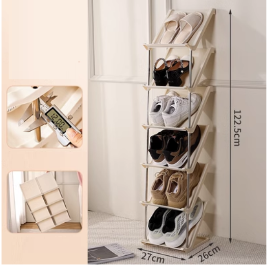 Popular simple multi-layer sandwich shoe cabinet (khaki 6 layers [buckle design, left and right combination] DX)