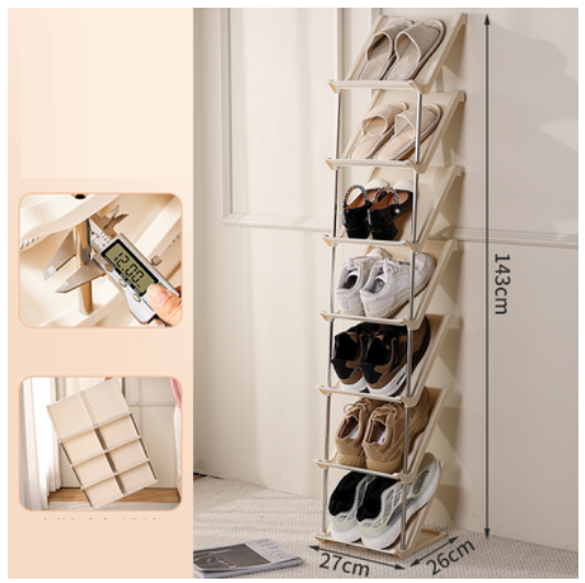 Popular simple multi-layer sandwich shoe cabinet (khaki 7 layers [buckle design, left and right combination] DX)