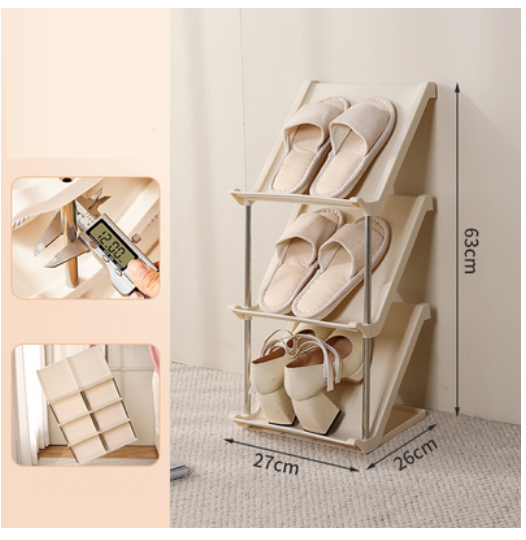 Popular simple multi-layer sandwich shoe cabinet (khaki 3 layers [buckle design, left and right combination] DX)