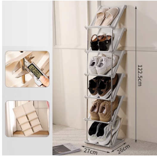 Popular simple multi-layer sandwich shoe cabinet (light gray 6 layers [buckle design, left and right combination] DX)